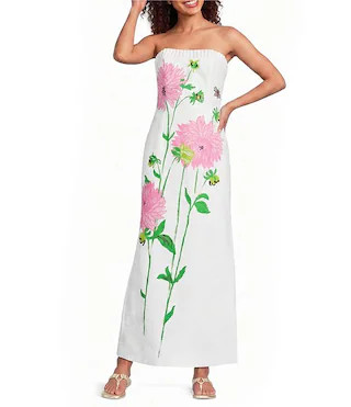 Elyse Floral Jacqaurd Strapless Maxi Dress | Dillard's