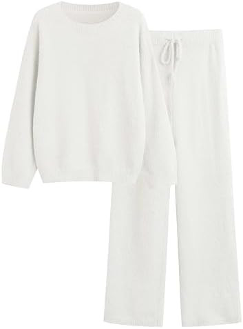Lounge Sets for Women 2 Piece Fuzzy Fleece Pajamas Long Sleeve Oversized Lounge Set 2025 Fall Win... | Amazon (US)