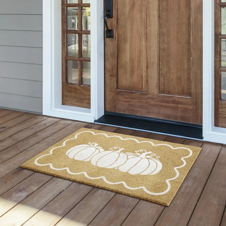 My Texas House Natural/White Pumpkin Scallop Outdoor Coir Doormat, 30" x 48" | Walmart (US)