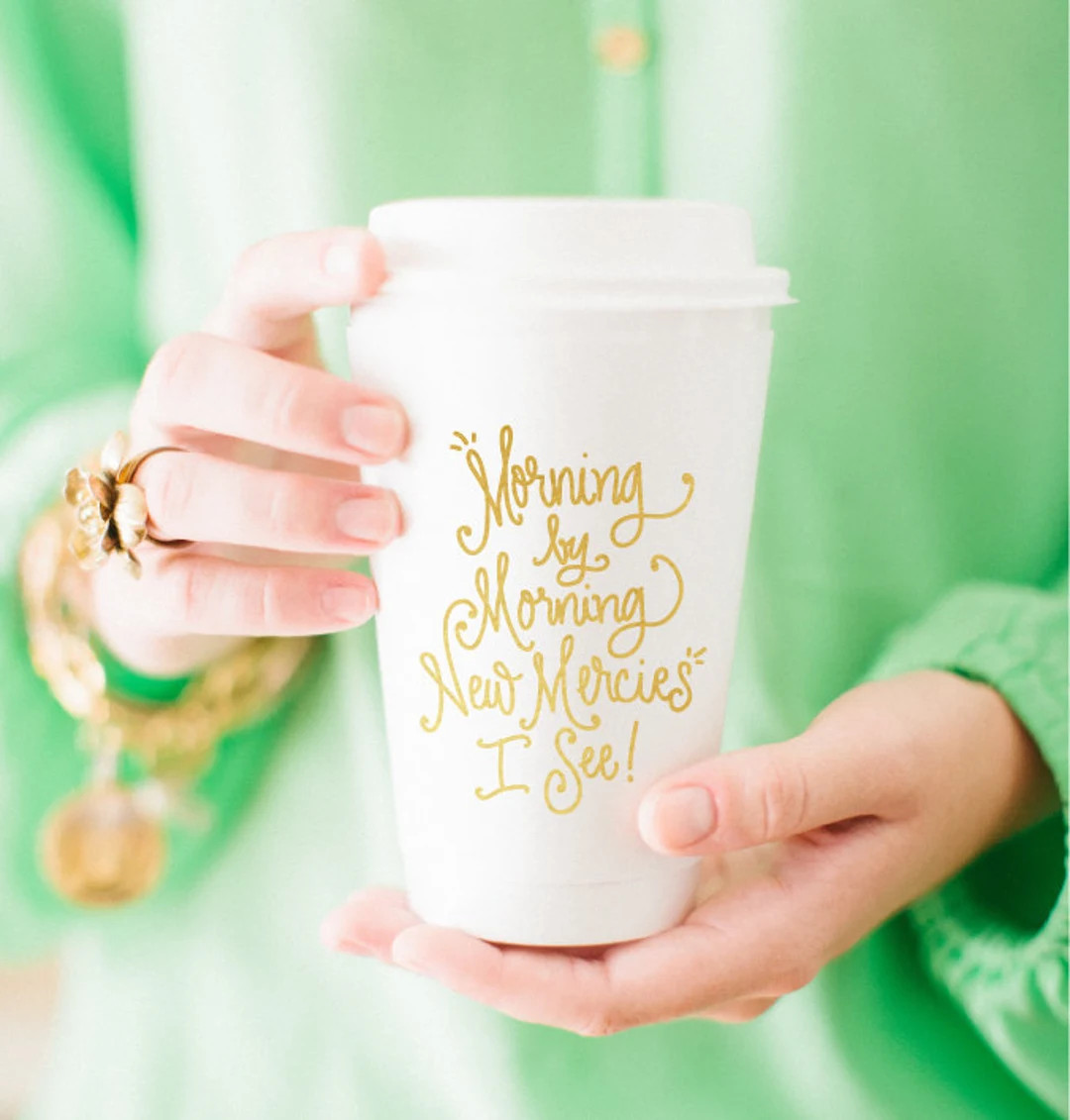 To-go Coffee Cups | Morning by Morning (gold) - Etsy | Etsy (Global)