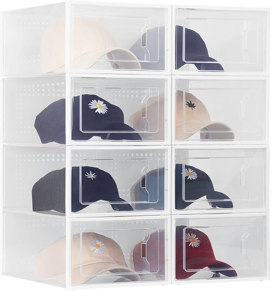 Suptsifira 8 Pack Hat Organizer for Baseball Caps, Clear Hat Storage, Baseball Cap Organizer with... | Amazon (US)