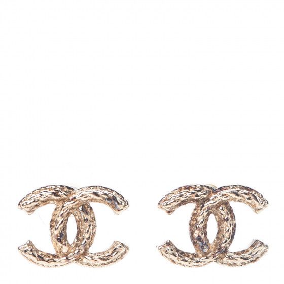 CHANEL Metal Twisted CC Earrings Gold | Fashionphile