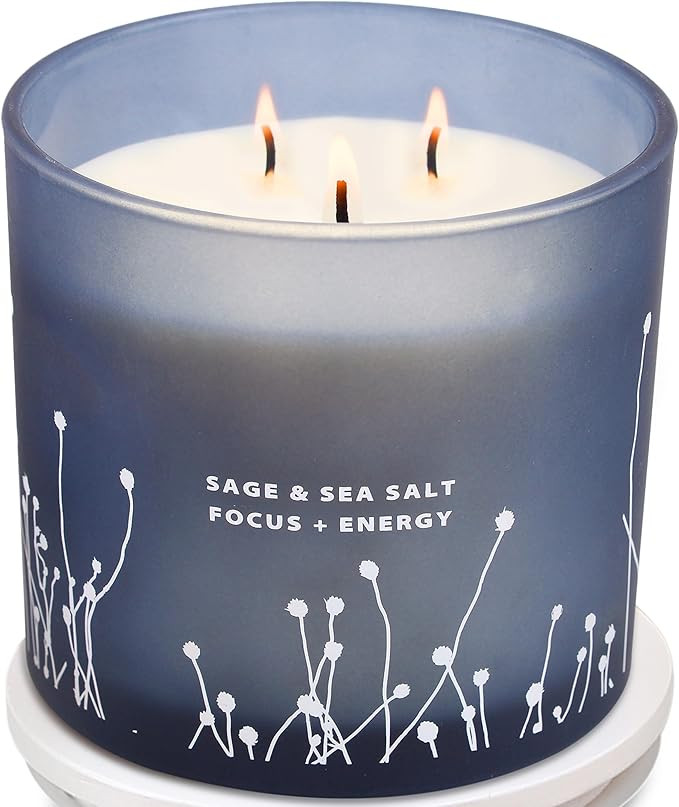 White Sage Sea Salt 3 Wick Candle 14.5 oz | Sage Candles for Cleansing House | Large Soy Candles ... | Amazon (US)
