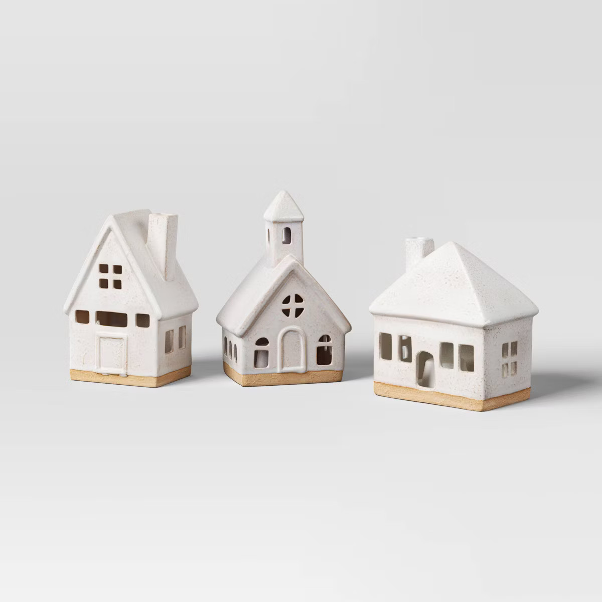 3pc Lit Ceramic Buildings Decorative Christmas Figurine Set - Wondershop™ White | Target