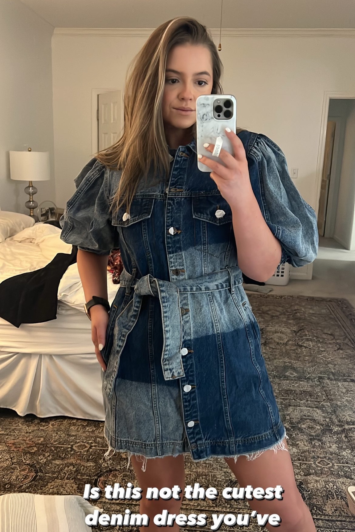 Denim puff sleeve dress
Country concert 

#LTKSeasonal #LTKunder100 #LTKstyletip