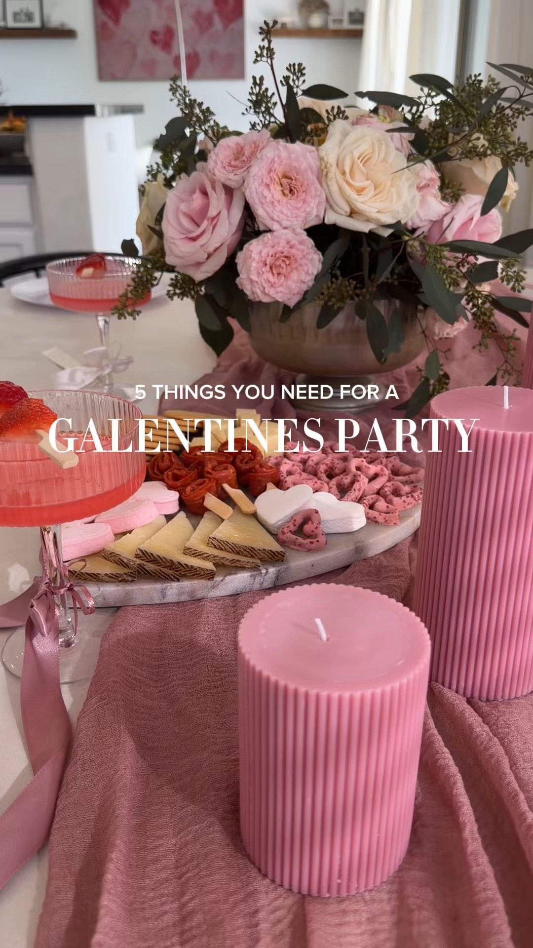 Valentine’s Day & Galentine’s party inspo ✨
If you’re hosting this year, think budget-friendly decor that still feels elevated — flower centerpiece,  balloons, cute cocktail or mocktail, and even a heart-shaped charcuterie board for the snacks. 💕
Love how affordable this setup is and how easily you can mix in items you already have at home. Perfect for Galentine’s brunch, Valentine’s dinner party, girls night in 🌸🍓

#LTKHome #LTKvlog #LTKSeasonal