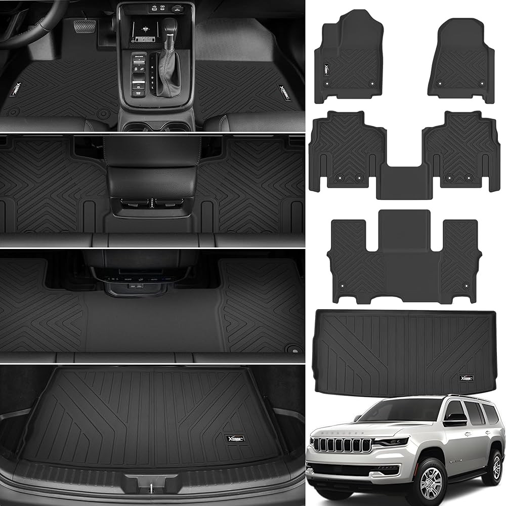 Floor Mats for 2022 2023 2024 2025 Jeep Wagoneer 7 Seats with Trunk Mat All Weather TPE Protectio... | Amazon (US)