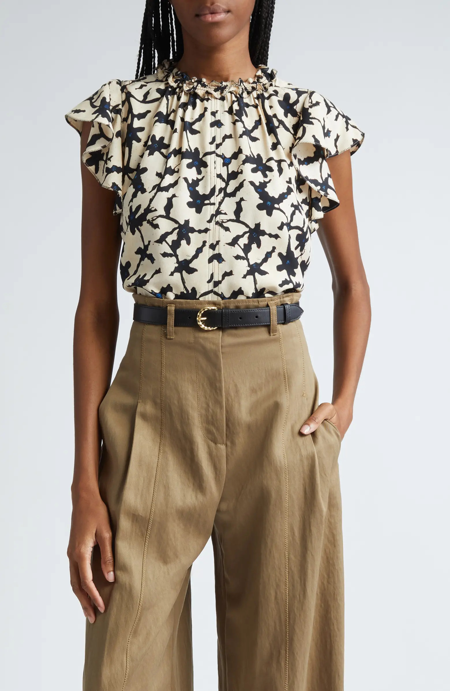 Ulla Johnson Julia Floral Print Flutter Sleeve Top | Nordstrom | Nordstrom