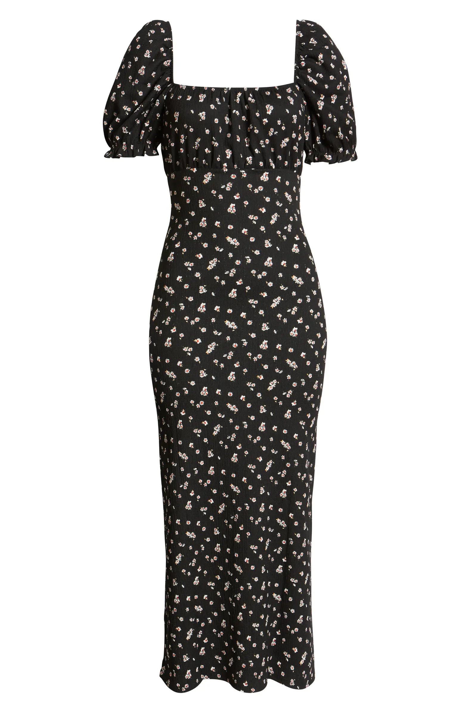 Topshop Puff Sleeve Floral Print Midi Dress | Nordstrom | Nordstrom
