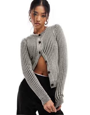 ASOS DESIGN knitted two tone cardigan in brown and cream | ASOS | ASOS (Global)