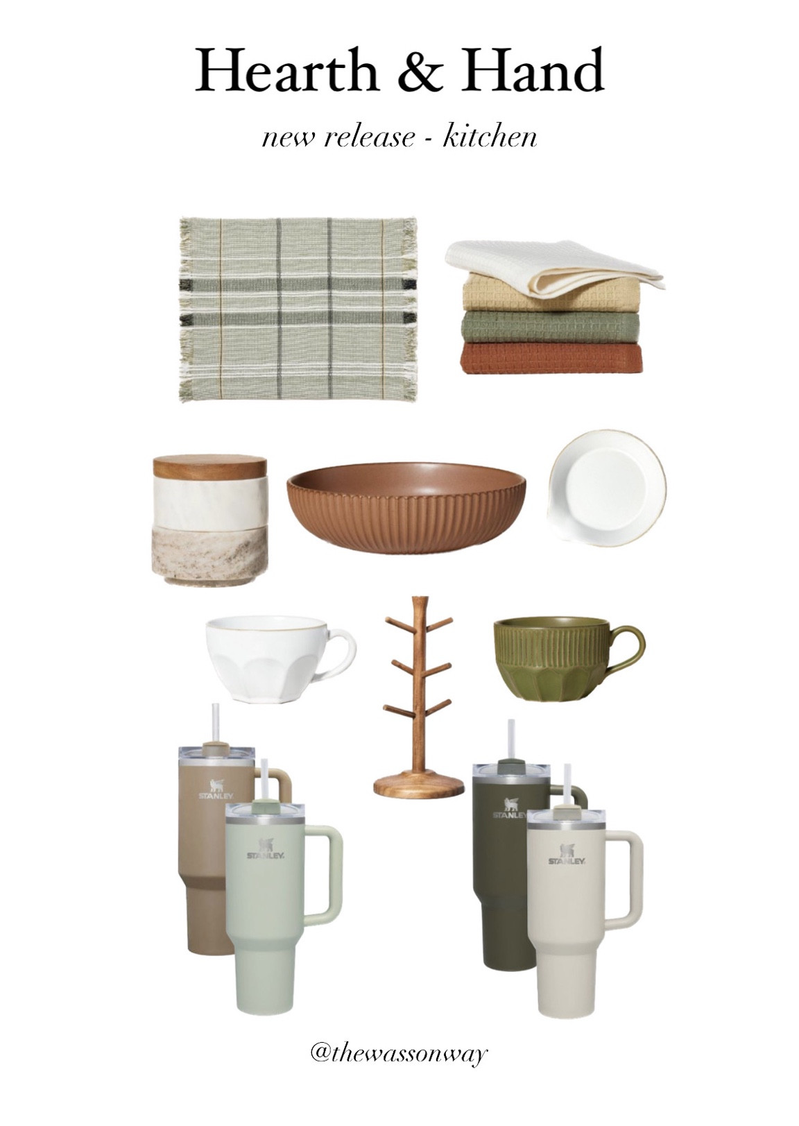 Hearth and hand kitchen new releases. Mugs. Stoneware serving bowl. Placemats, plaid, green, mug rack, coffee mug, Stanley cups, 

#LTKFind #LTKunder50 #LTKhome