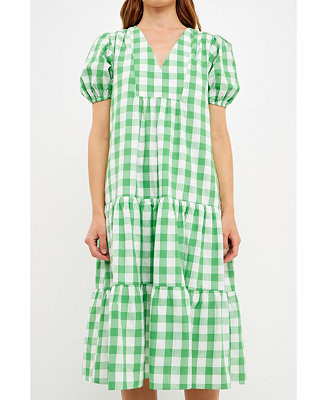 Women's Gingham Check Midi Dress | Macys (US)