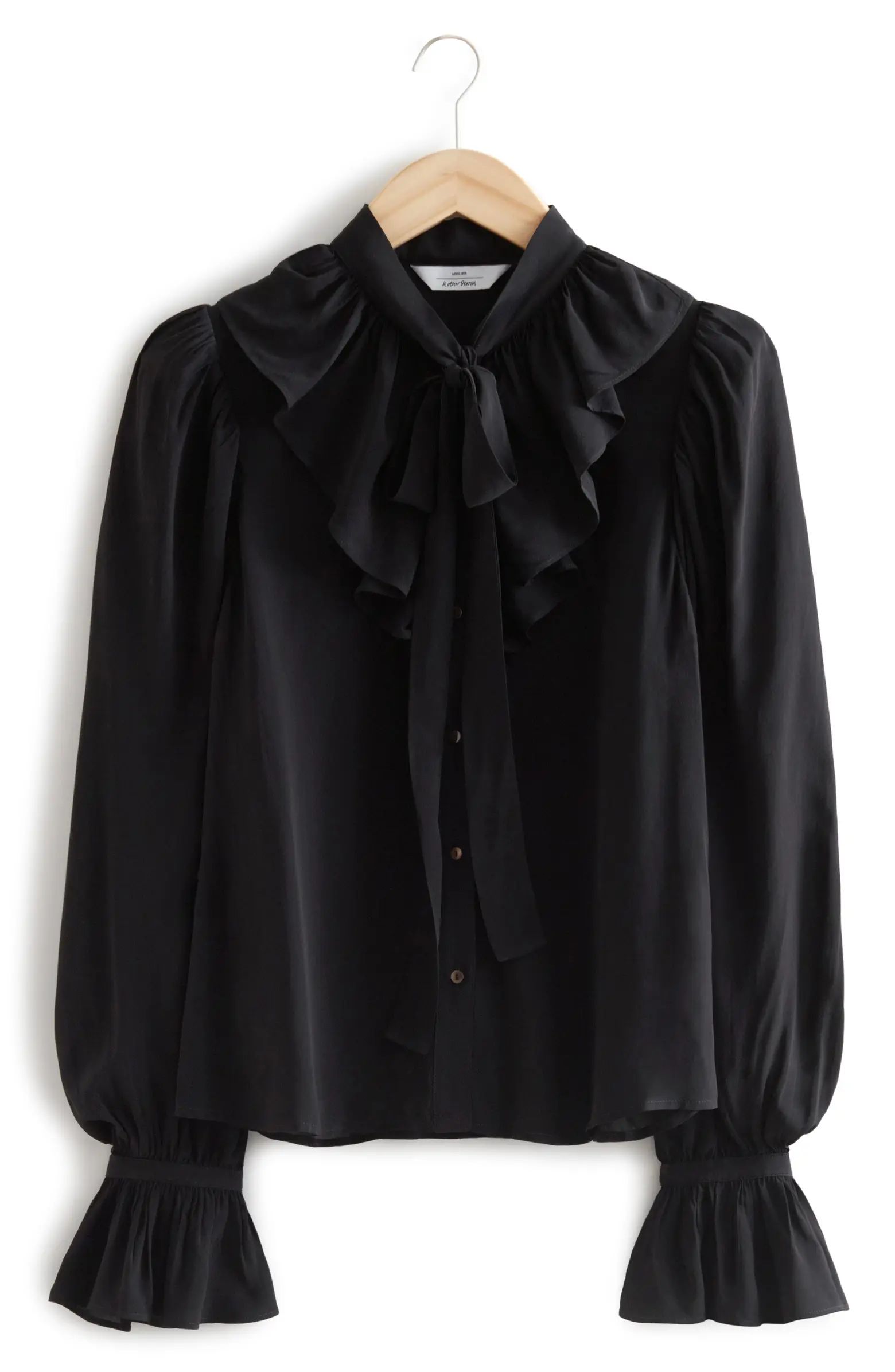 & Other Stories Ruffle Tie Neck Blouse | Nordstrom | Nordstrom