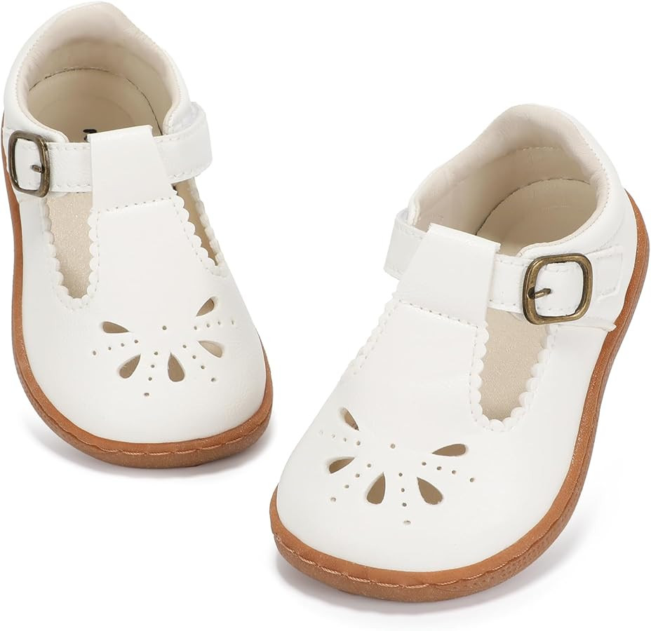Toddler Girl Mary Jane Dress Shoes Wide Flats for Girls Wedding Party Church Princess Shoe | Amazon (US)