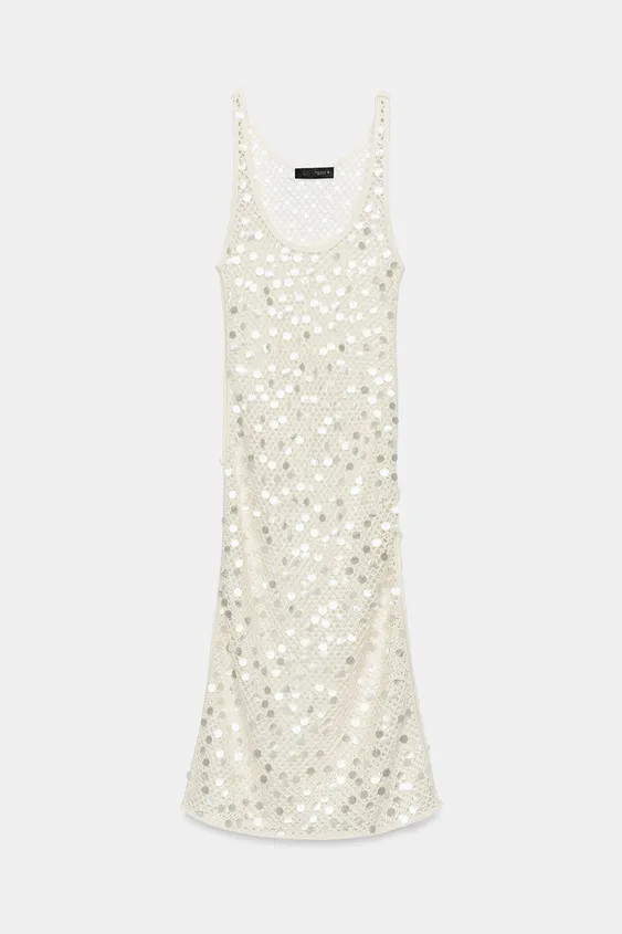 SEQUINNED MESH MIDI DRESS | Zara US