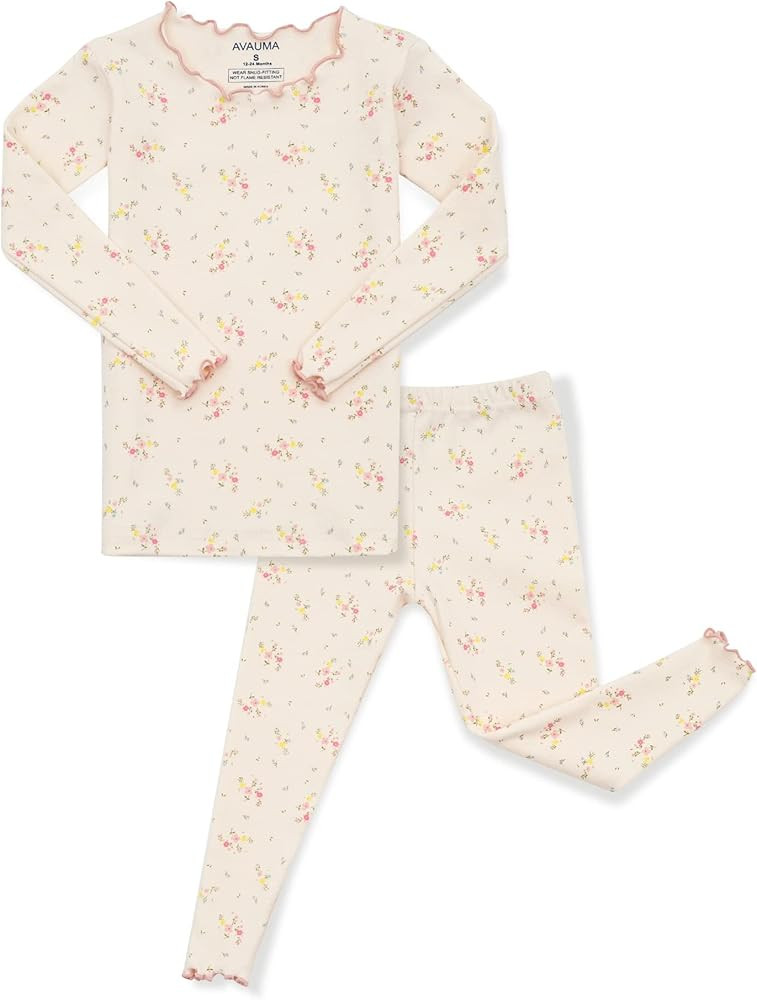 AVAUMA Baby Boy Girl Pajama Set 6M-7T Kids Cute Toddler Snug fit Flower Pattern Design Pjs Cotton... | Amazon (US)
