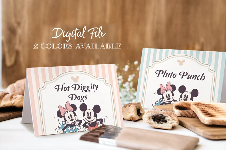 Mickey & Minnie Party Food Tent, Disneyland Party Food Label, Perfect for Any Birthday Party or E... | Etsy (US)