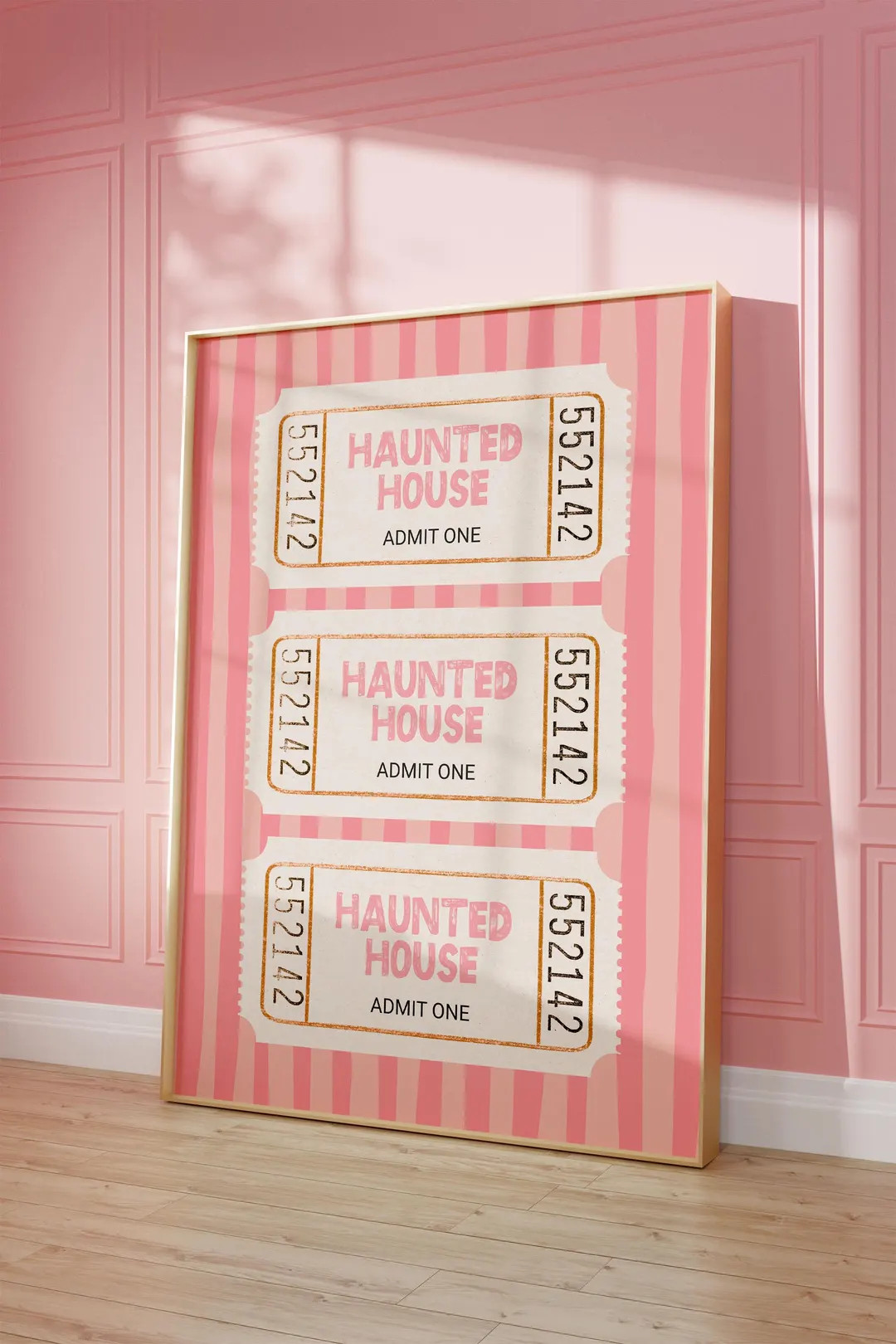 Haunted House Ticket Print, Halloween Trendy Wall Art, Cute Pink Ticket Printable, Seasonal Dorm ... | Etsy (Global)