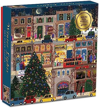 Galison Winter Lights Foil Puzzle 500 Pieces – Holiday Jigsaw Puzzle Featuring Festive City Sce... | Amazon (US)