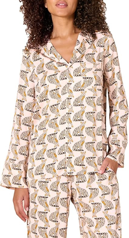 Amazon Essentials Women's Regular-Fit Long-Sleeve Satin Sleep Shirt | Amazon (US)