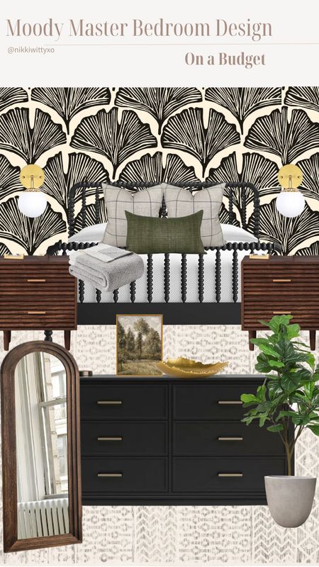 Moody master bedroom design on a budget! Dresser is from wayfair. The wallpaper is peel and stick from Amazon! The Nightstands are also Amazon! Love the richness of this design. 

Dresser / nightstands / Amazon home / scone lighting / home decor / Amazon decor 

#LTKstyletip #LTKFind #LTKhome