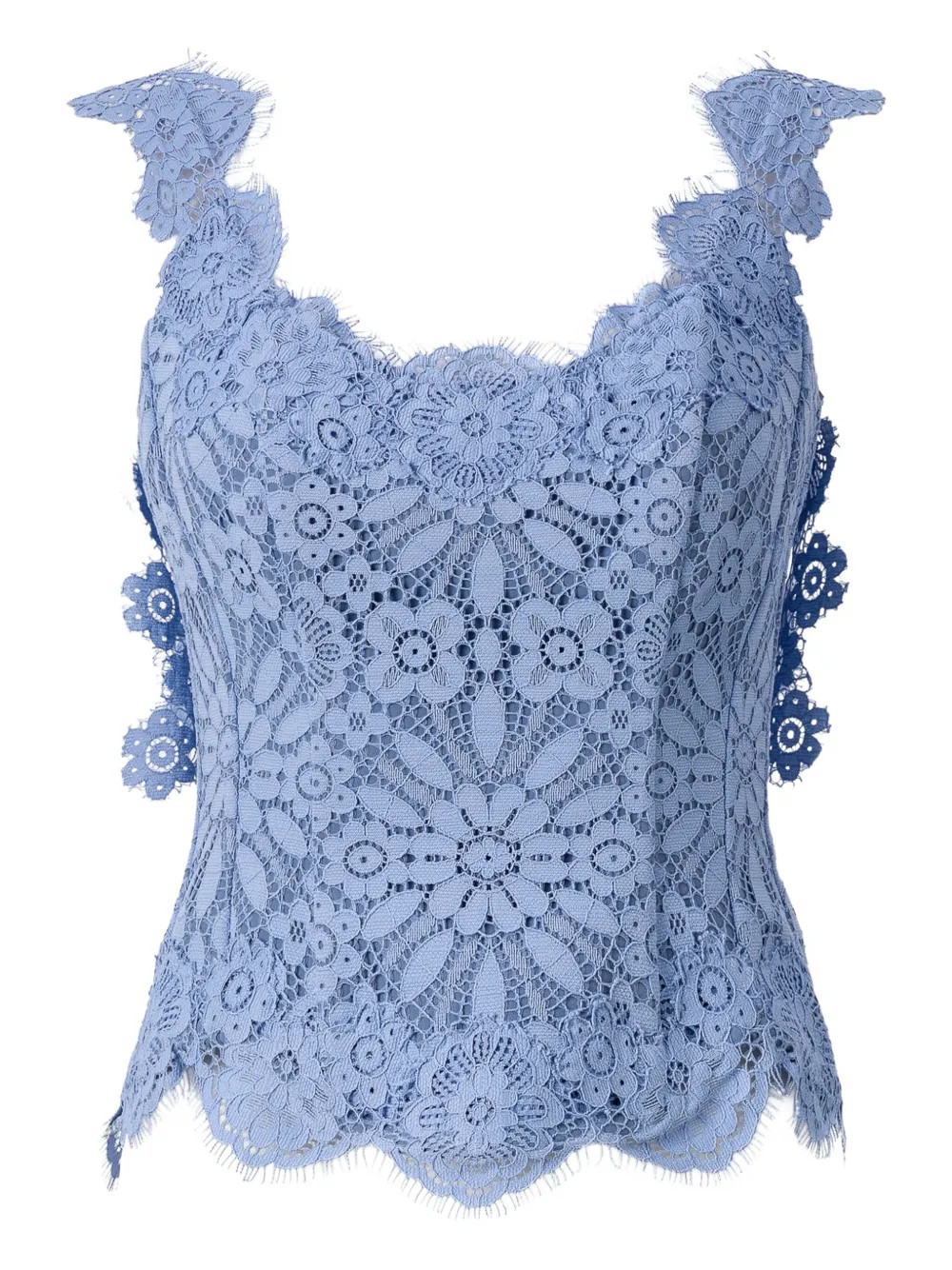 MOOS STUDIO lace-trimmed Corset Top | Blue | FARFETCH | Farfetch Global
