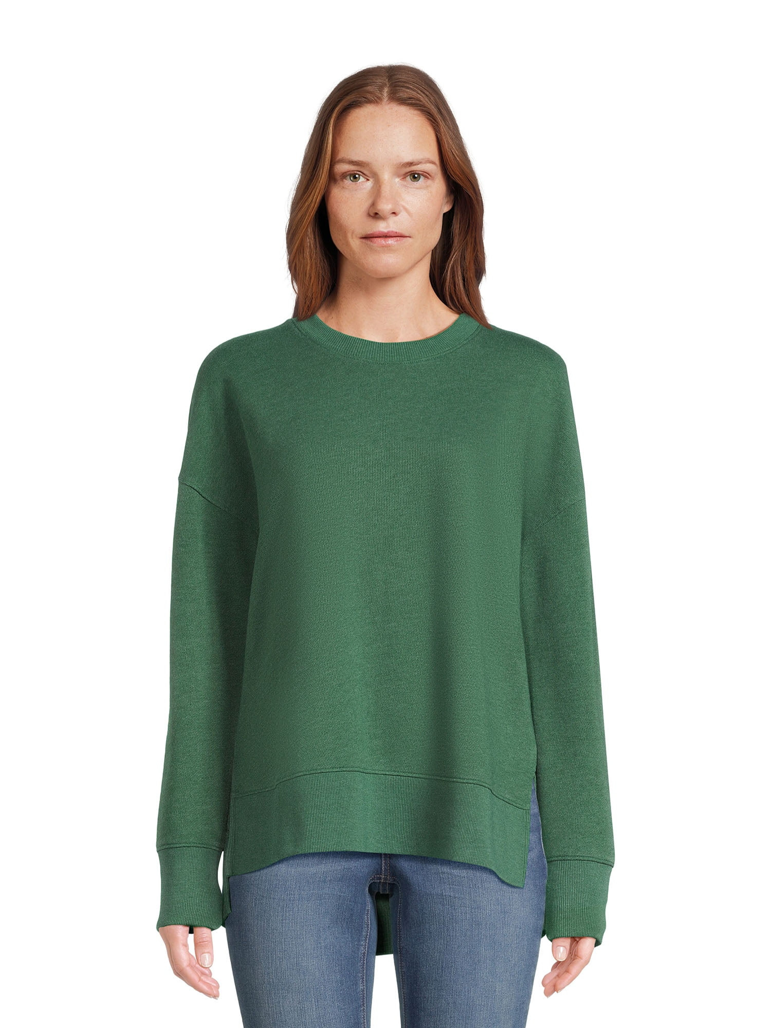 Time and Tru Women's High Low Pullover Sweatshirt, Sizes S-3XL | Walmart (US)