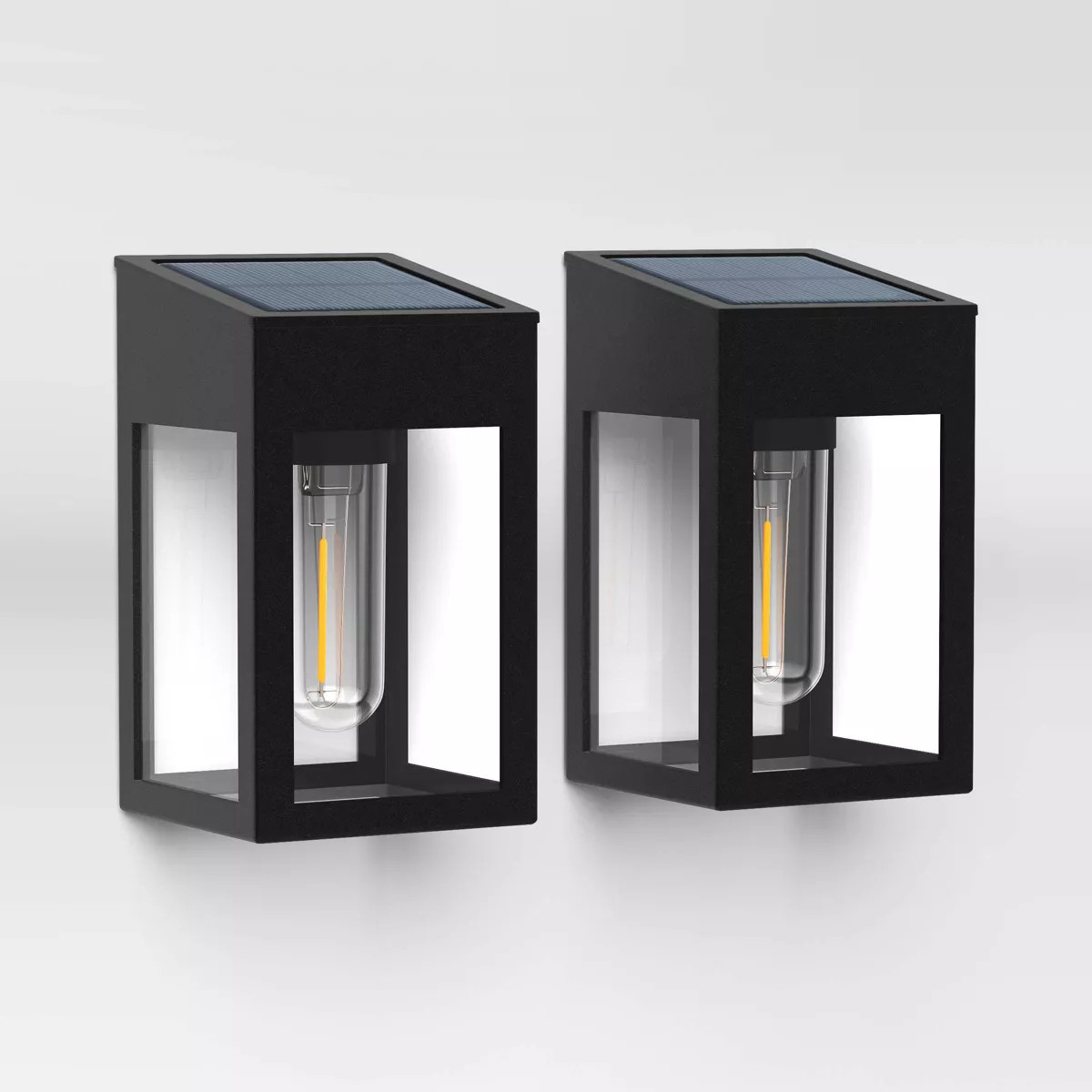 2pk Window Lantern Vintage Deck Solar LED Outdoor Path Lights Matte Black - Threshold™: Automat... | Target