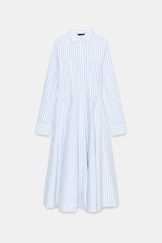 STRIPED MIDI SHIRT DRESS | Zara US