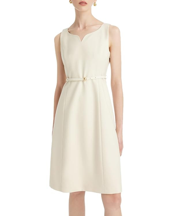 Women's Triacetate Black Mini Dress, Business Casual A Line V-Neck Button Front Dresses for Teach... | Amazon (US)