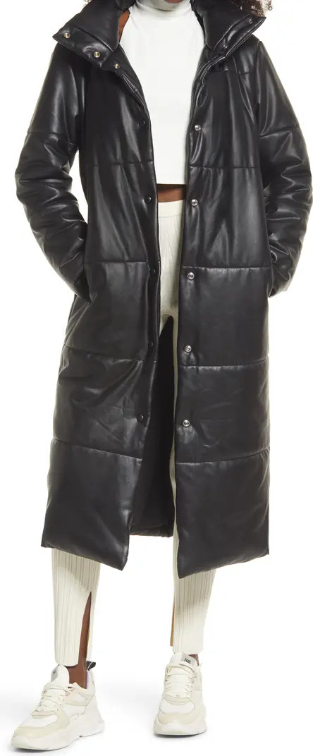 Open Edit Maxi Faux Leather Puffer Jacket | Nordstrom | Nordstrom