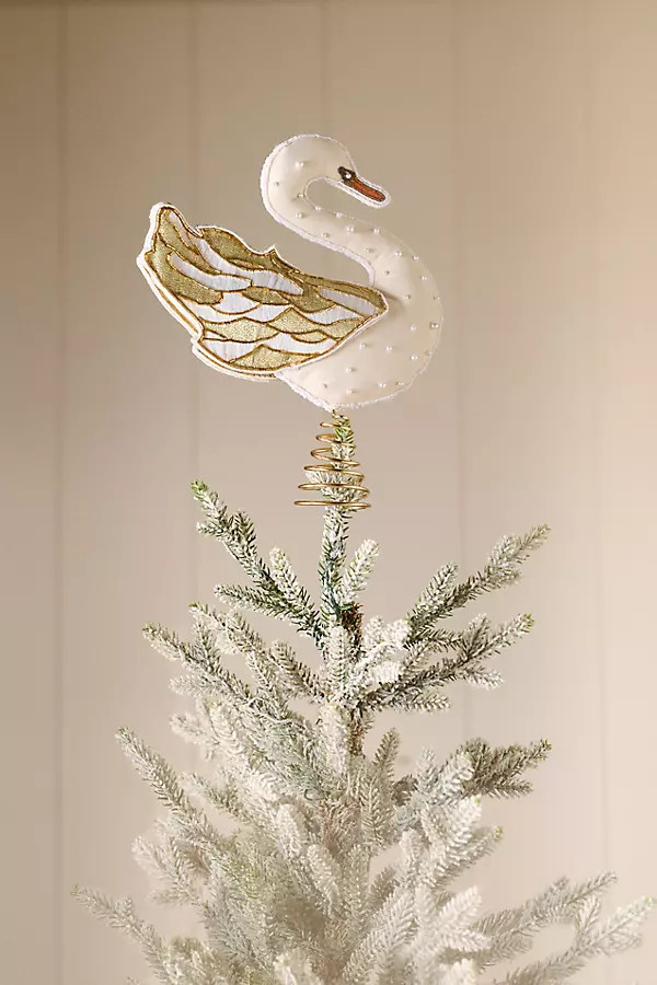 Embroidered Swan Tree Topper | Anthropologie (US)