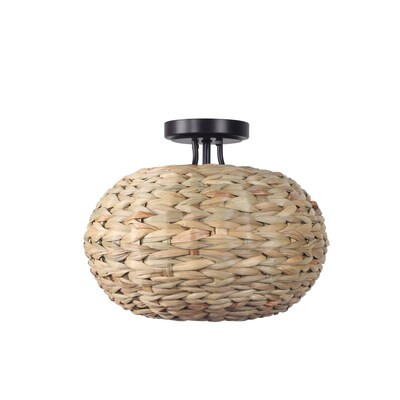 allen + roth Reed 1-Light 13.75-in Bronze Flush Mount Light Lowes.com | Lowe's