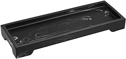 Luxspire Vanity Tray, Toilet Tank Storage Tray, Resin Bathtub Tray Bathroom Tray Marble Pattern Blac | Amazon (US)