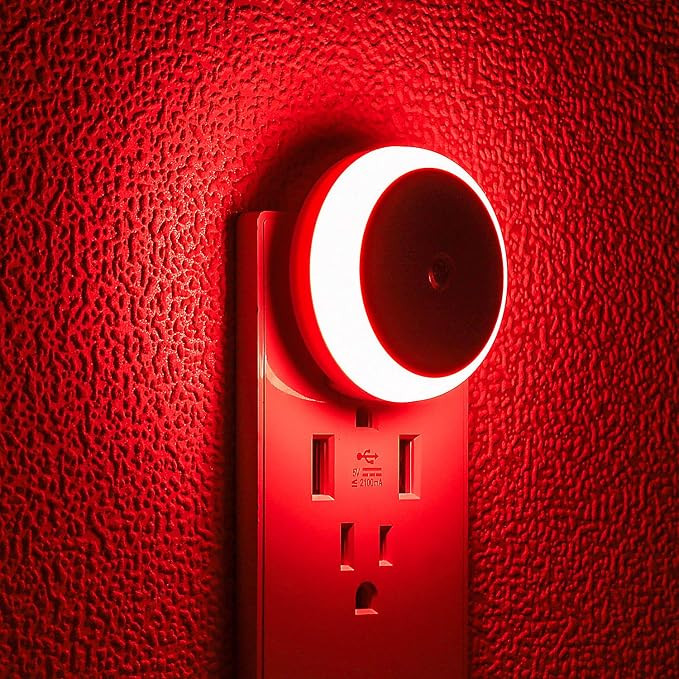 SerieCozy Red Night Light, Plug in Nightlight with Sensor, Diffused Light, Energy Efficient, Nigh... | Amazon (US)