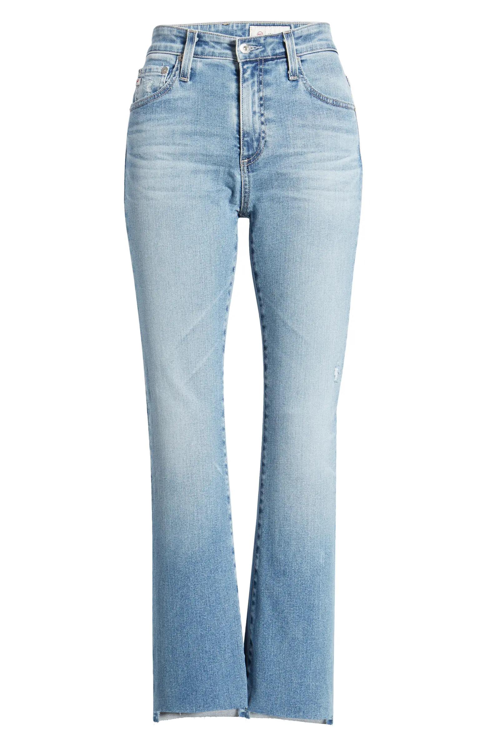 AG Farrah Distressed High Waist Raw Step Hem Bootcut Jeans | Nordstrom | Nordstrom