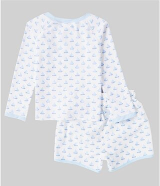 x The Broke Brooke Little Boys 2T-7 Long Sleeve Round Neck Sailboat Print Rashgaurd Swim Set | Dillard's
