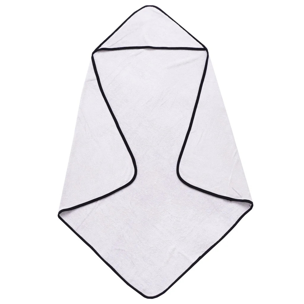 Hooded Bath Towel in Storm with Midnight Trim | Kyte Baby