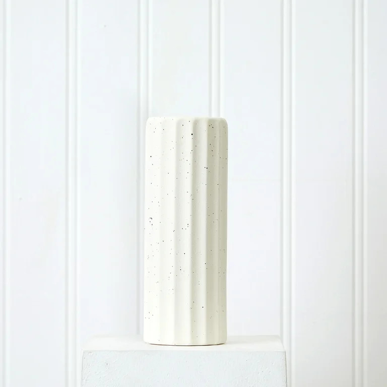 Mainstays 12" White Speckled Wavy Textured Stone Vase | Walmart (US)