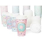 Donut Party Insulated Coffee Cups with Lids (16 oz, 4 Pastel Designs, 48 Pack) | Amazon (US)