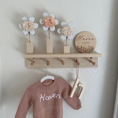 Wood Flowers Girls Room Decor Girl Nursery Shelf Decor for - Etsy | Etsy (US)