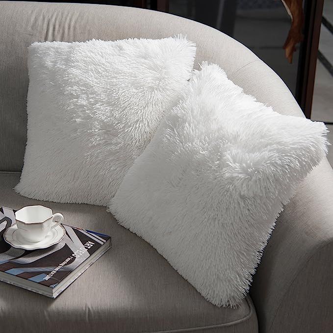 NordECO HOME Luxury Soft Faux Fur Fleece Cushion Cover Pillowcase Decorative Throw Pillows Covers... | Amazon (US)
