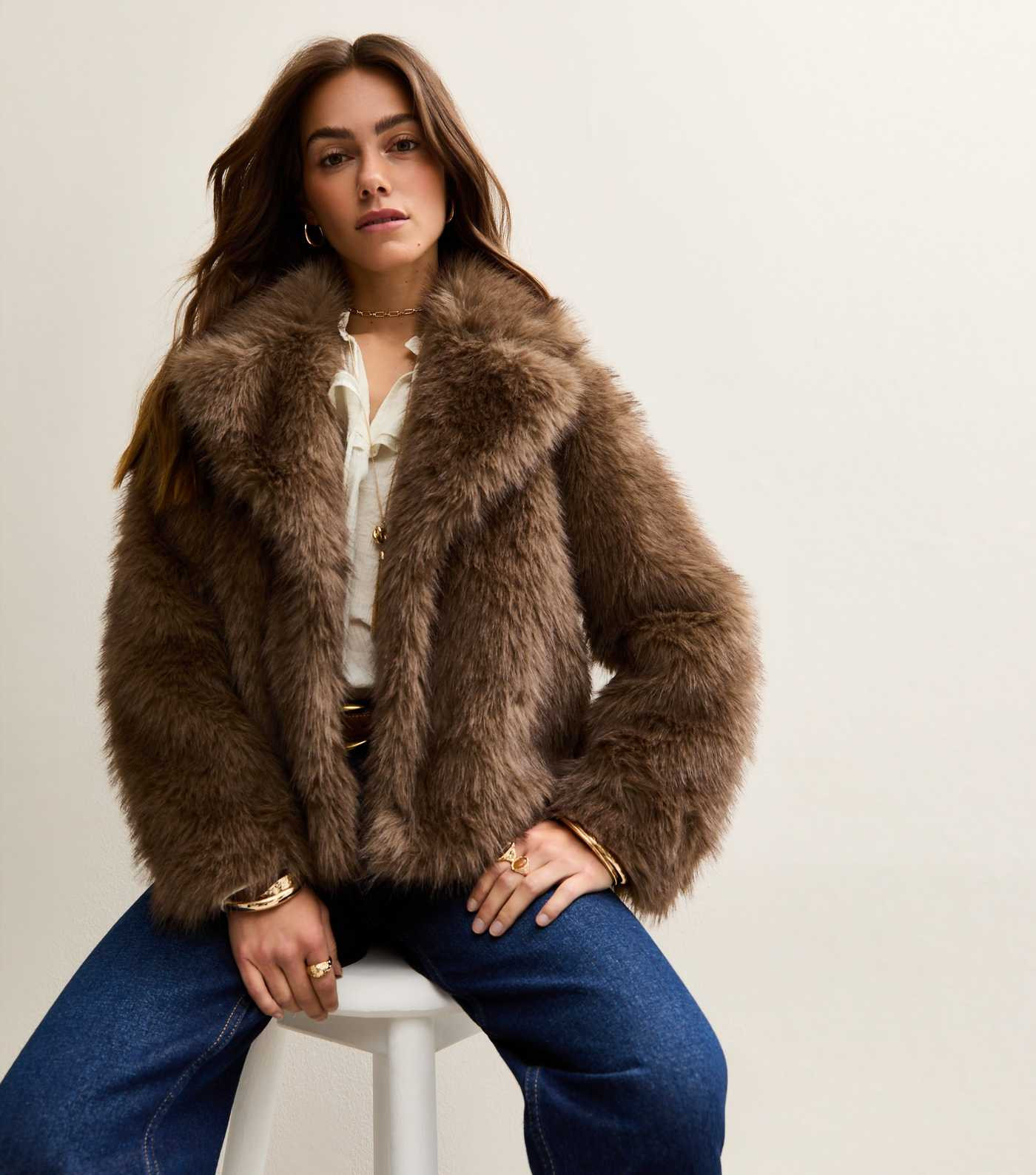 Petite Brown Faux Fur Jacket | New Look | New Look (UK)