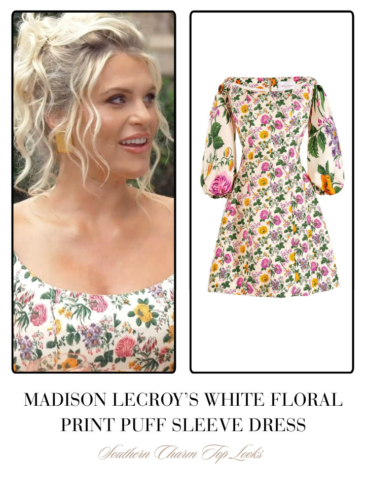 Madison LeCroy's White Floral Print Puff Sleeve Dress 

 