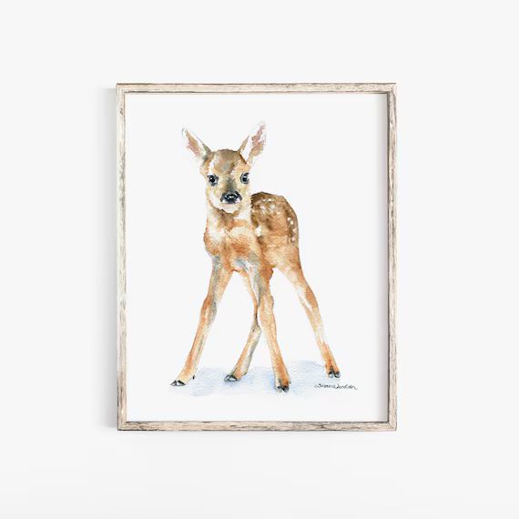 Deer Fawn Watercolor Painting Giclee Print Nursery Art Wall Decor | Etsy (US)