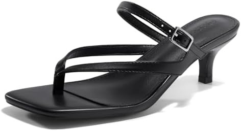 Coutgo Women's Square Open Toe Low Heel Sandals | Amazon (US)