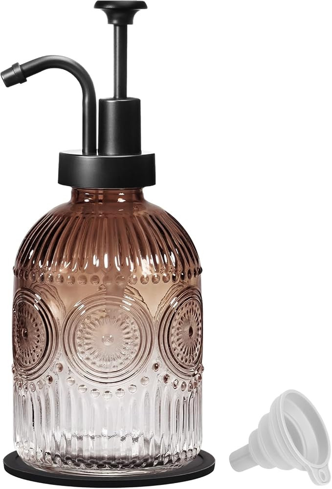 SheeChung 12Oz Vintage Glass Bathroom Soap Dispenser, Kitchen Dish Soap Dispenser with Pump, Refi... | Amazon (US)