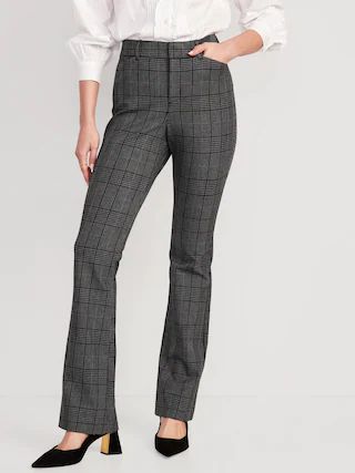 High-Waisted Plaid Never-Fade Pixie Flare Pants for Women | Old Navy (US)