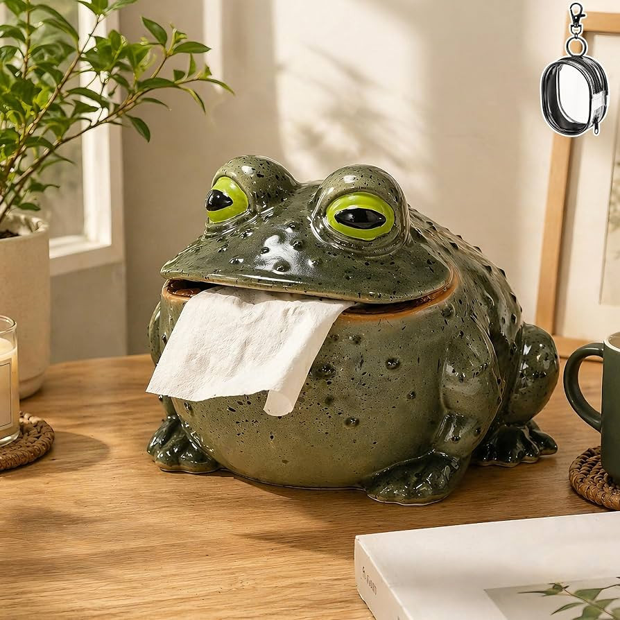 Funny Frog Toilet Paper Holder, Whimsical Toad Tissue Box in Resin for Kitchen, Bathroom, or Bedr... | Amazon (US)