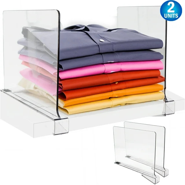 Shelf Dividers Clear Acrylic Closet Organizer - 2pc - Storage Rack Separator For Organization - D... | Walmart (US)